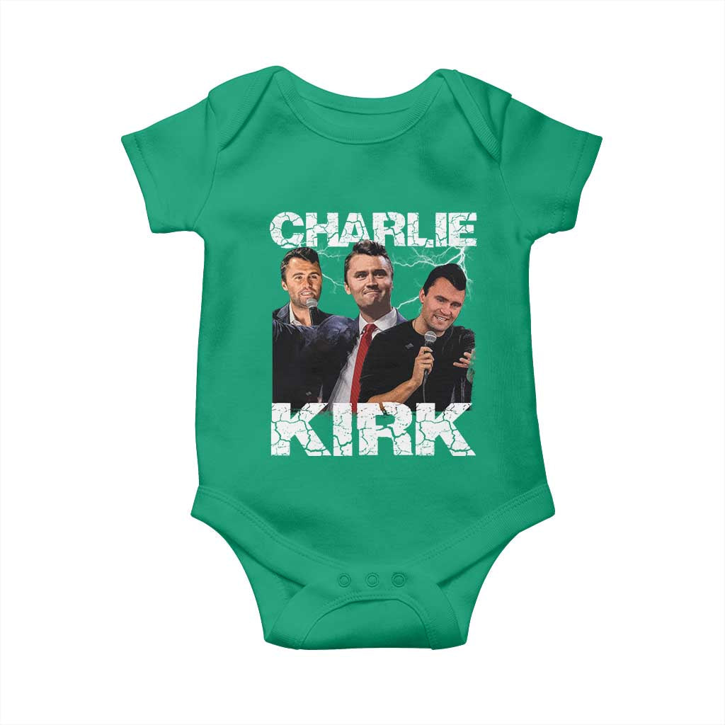 Charlie Kirk Baby Onesie Freedom Speech A True Patriot Tribute Bootleg TS10 Irish Green Print Your Wear