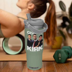 Charlie Kirk Flip Straw Tumbler Freedom Speech A True Patriot Tribute Bootleg TS10 One Size: 30 oz Moss Green Print Your Wear