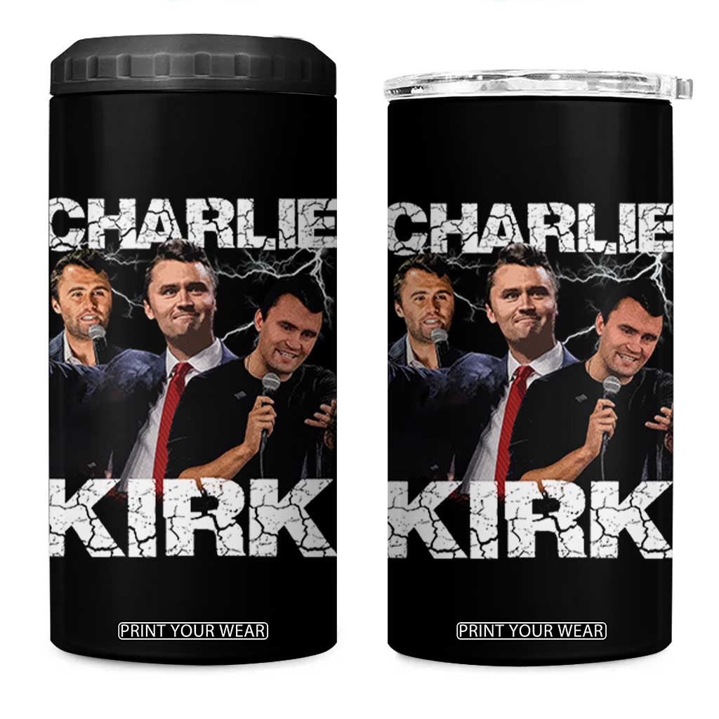 Charlie Kirk 4 in 1 Can Cooler Tumbler Freedom Speech A True Patriot Tribute Bootleg TS10 One Size: 16 oz Black Print Your Wear