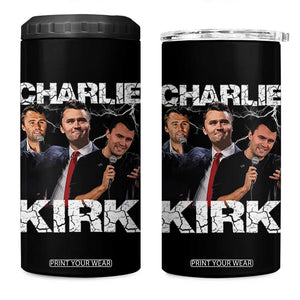 Charlie Kirk 4 in 1 Can Cooler Tumbler Freedom Speech A True Patriot Tribute Bootleg TS10 One Size: 16 oz Black Print Your Wear