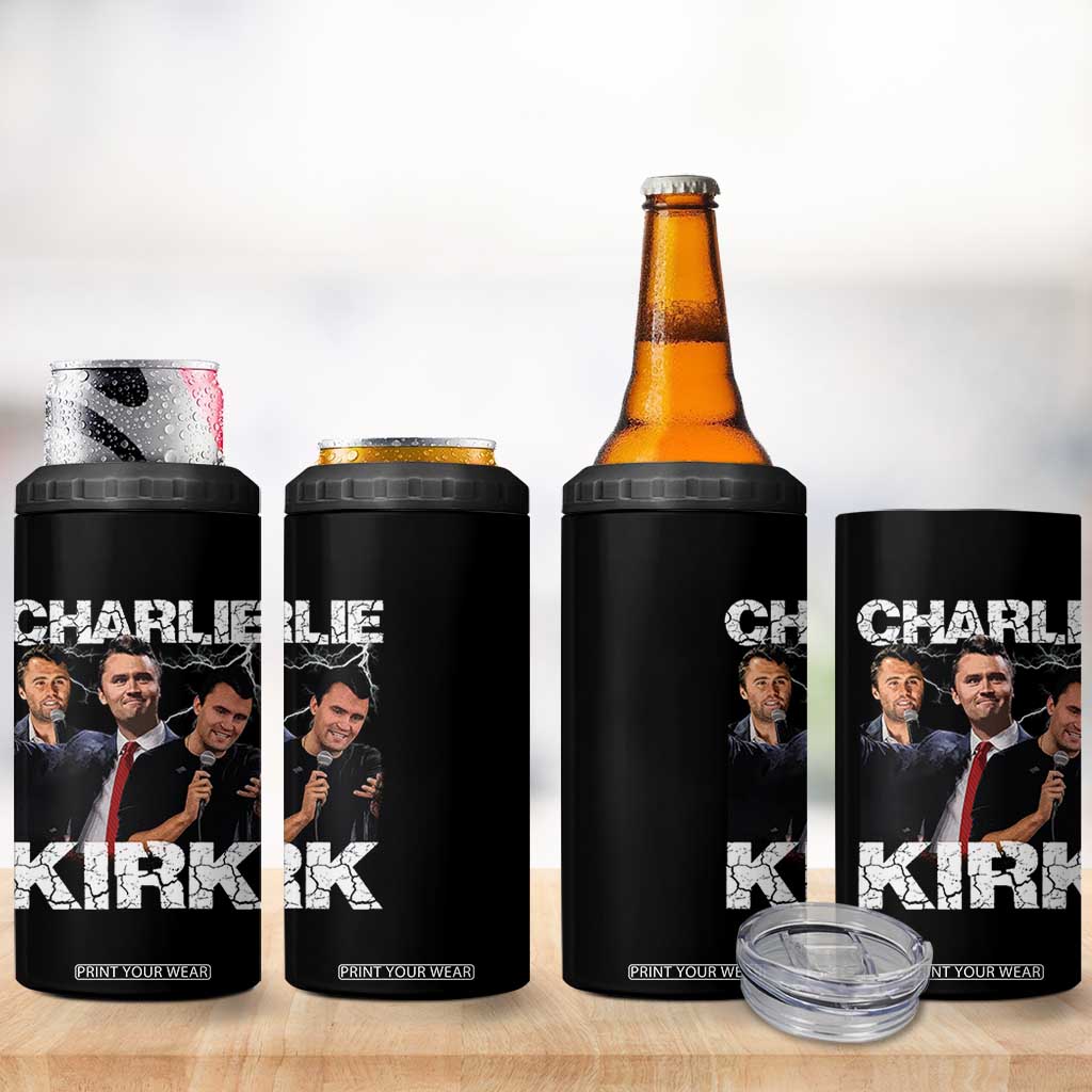 Charlie Kirk 4 in 1 Can Cooler Tumbler Freedom Speech A True Patriot Tribute Bootleg TS10 Print Your Wear