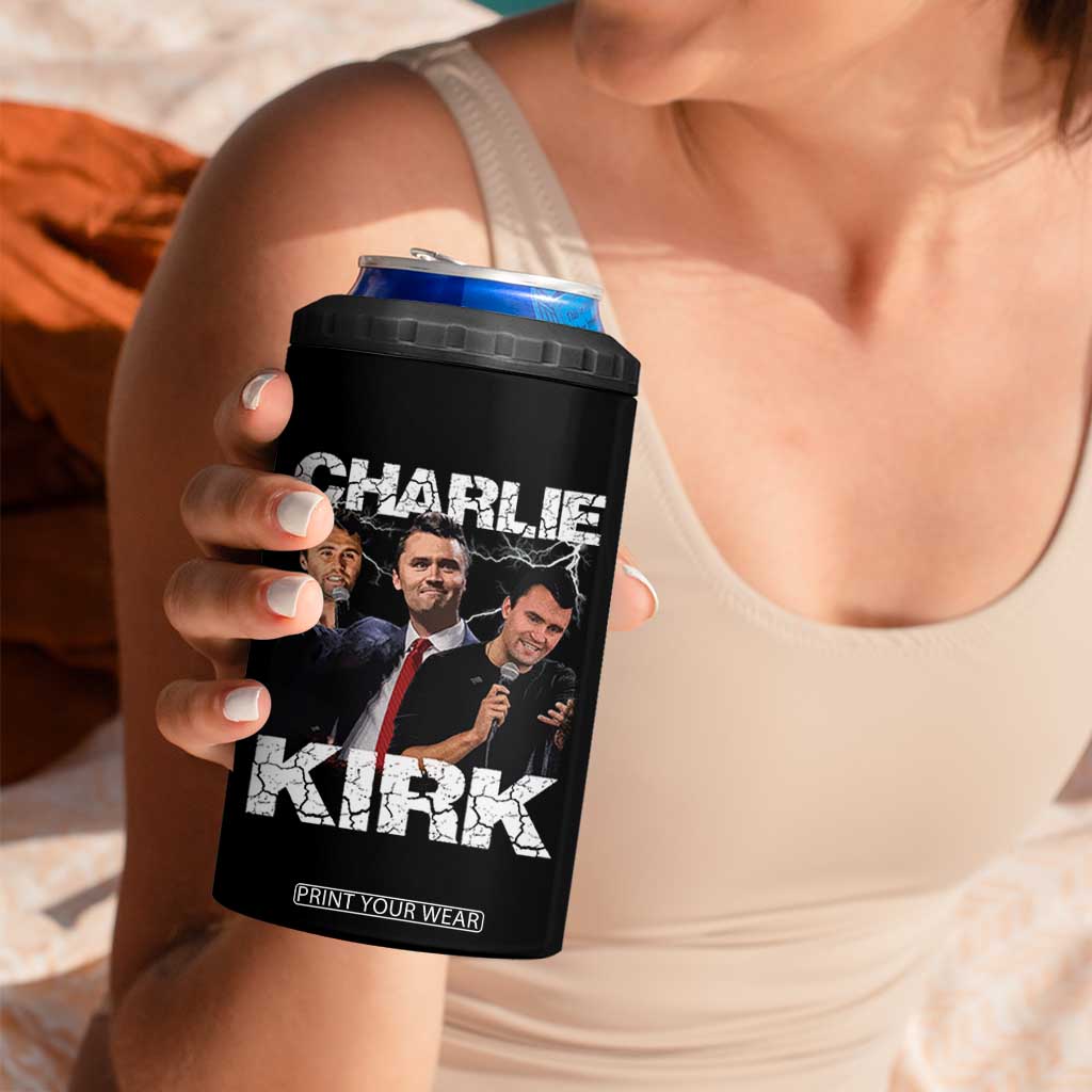 Charlie Kirk 4 in 1 Can Cooler Tumbler Freedom Speech A True Patriot Tribute Bootleg TS10 Print Your Wear