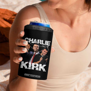 Charlie Kirk 4 in 1 Can Cooler Tumbler Freedom Speech A True Patriot Tribute Bootleg TS10 Print Your Wear