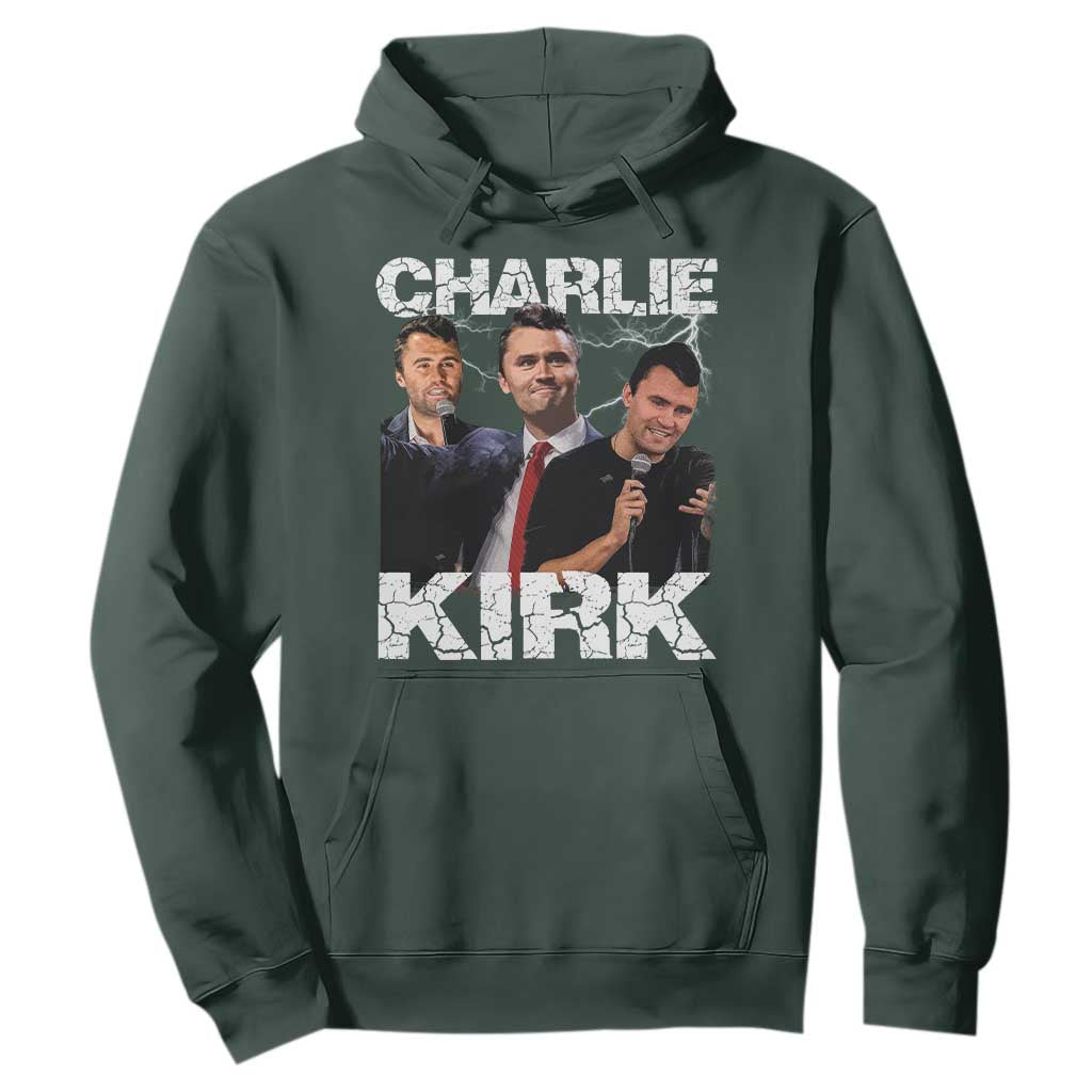Charlie Kirk Hoodie Freedom Speech A True Patriot Tribute Bootleg TS10 Dark Forest Green Print Your Wear