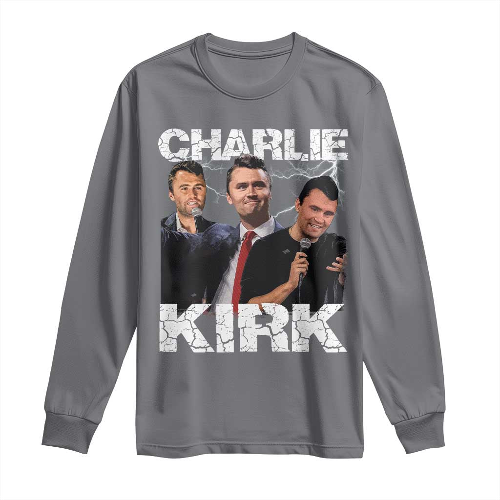 Charlie Kirk Long Sleeve Shirt Freedom Speech A True Patriot Tribute Bootleg TS10 Charcoal Print Your Wear