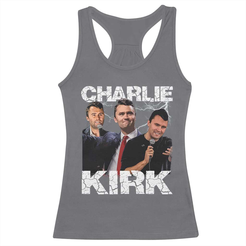 Charlie Kirk Racerback Tank Top Freedom Speech A True Patriot Tribute Bootleg TS10 Charcoal Print Your Wear