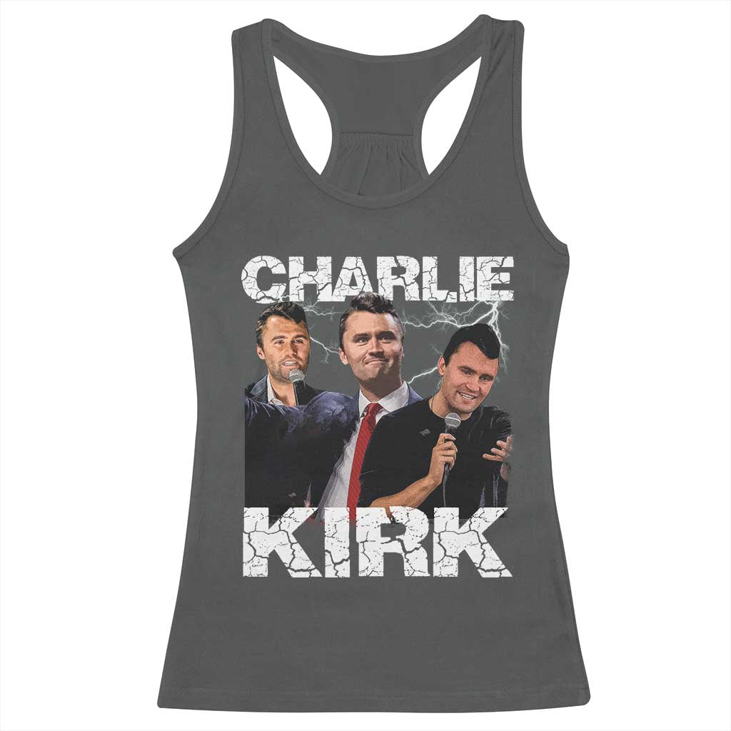 Charlie Kirk Racerback Tank Top Freedom Speech A True Patriot Tribute Bootleg TS10 Dark Heather Print Your Wear