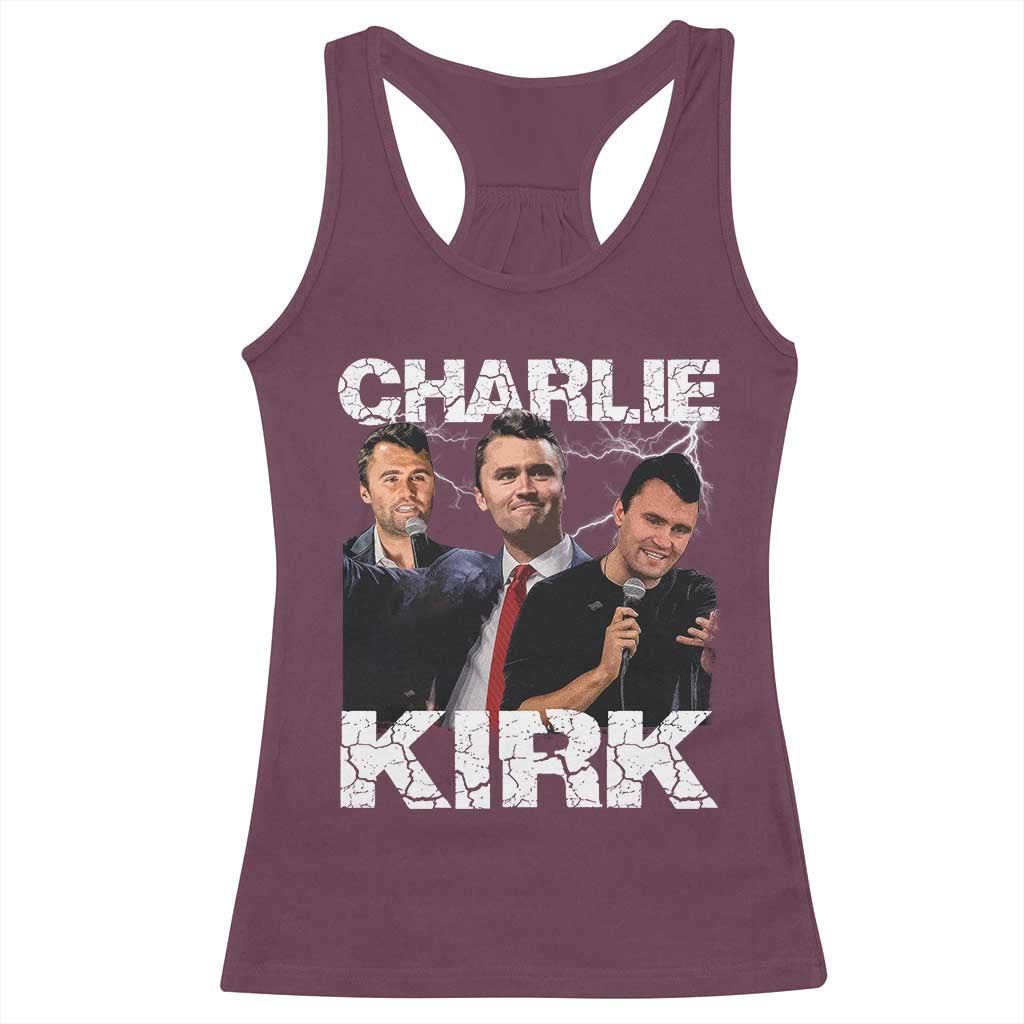 Charlie Kirk Racerback Tank Top Freedom Speech A True Patriot Tribute Bootleg TS10 Maroon Print Your Wear