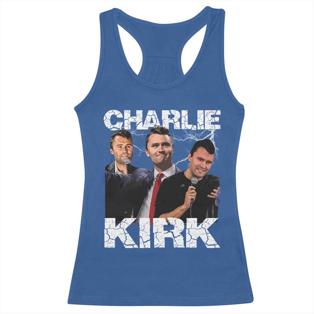 Charlie Kirk Racerback Tank Top Freedom Speech A True Patriot Tribute Bootleg TS10 Royal Blue Print Your Wear