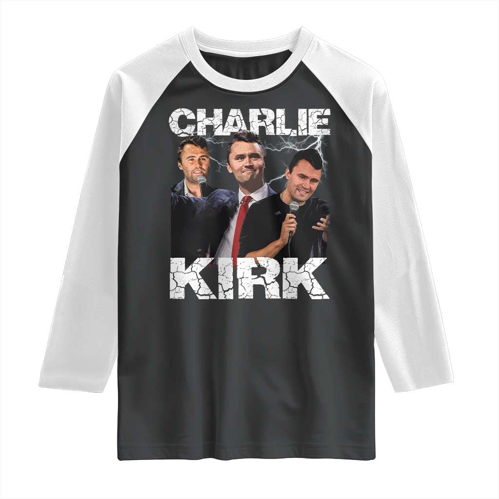 Charlie Kirk Raglan Shirt Freedom Speech A True Patriot Tribute Bootleg TS10 Black White Print Your Wear