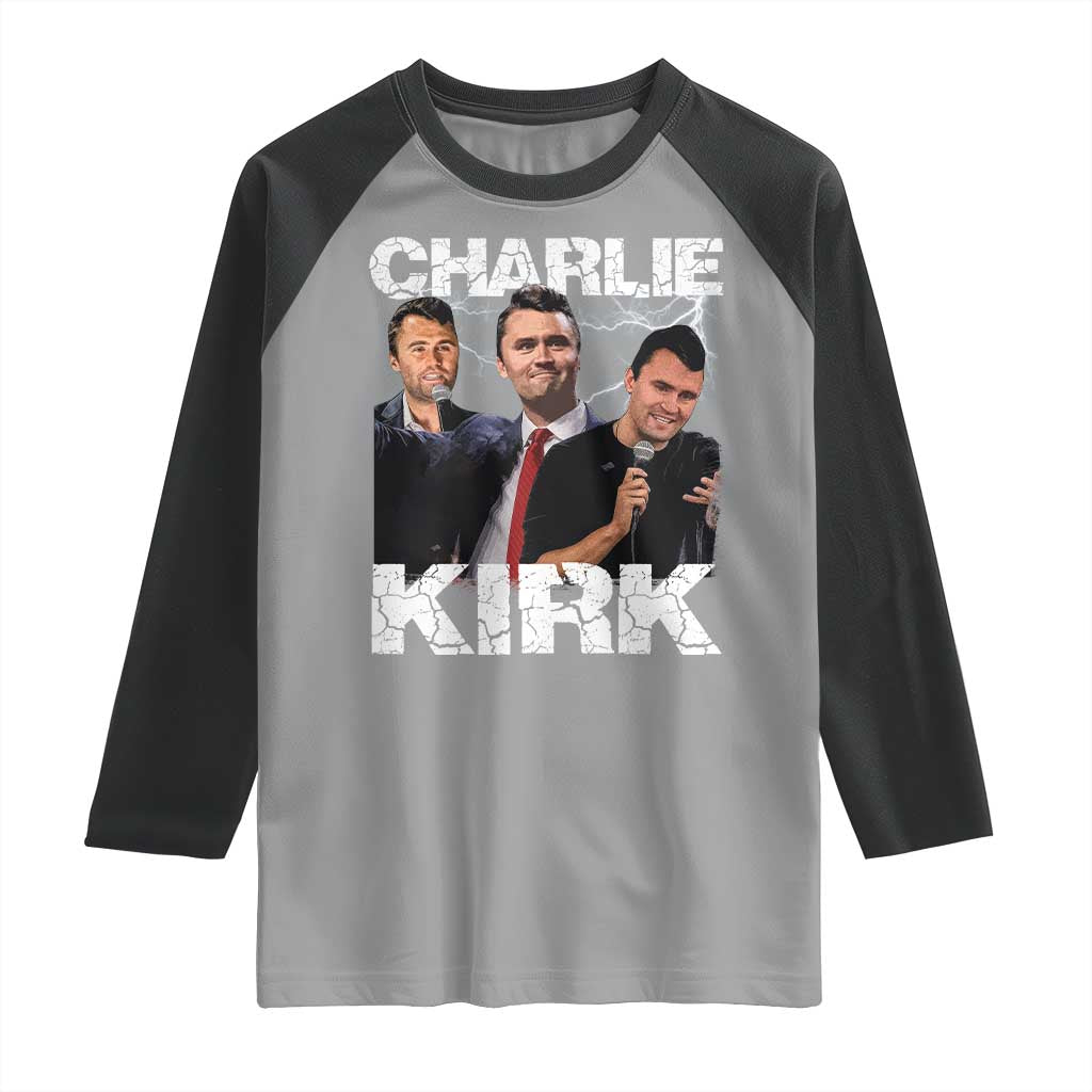 Charlie Kirk Raglan Shirt Freedom Speech A True Patriot Tribute Bootleg TS10 Sport Gray Black Print Your Wear