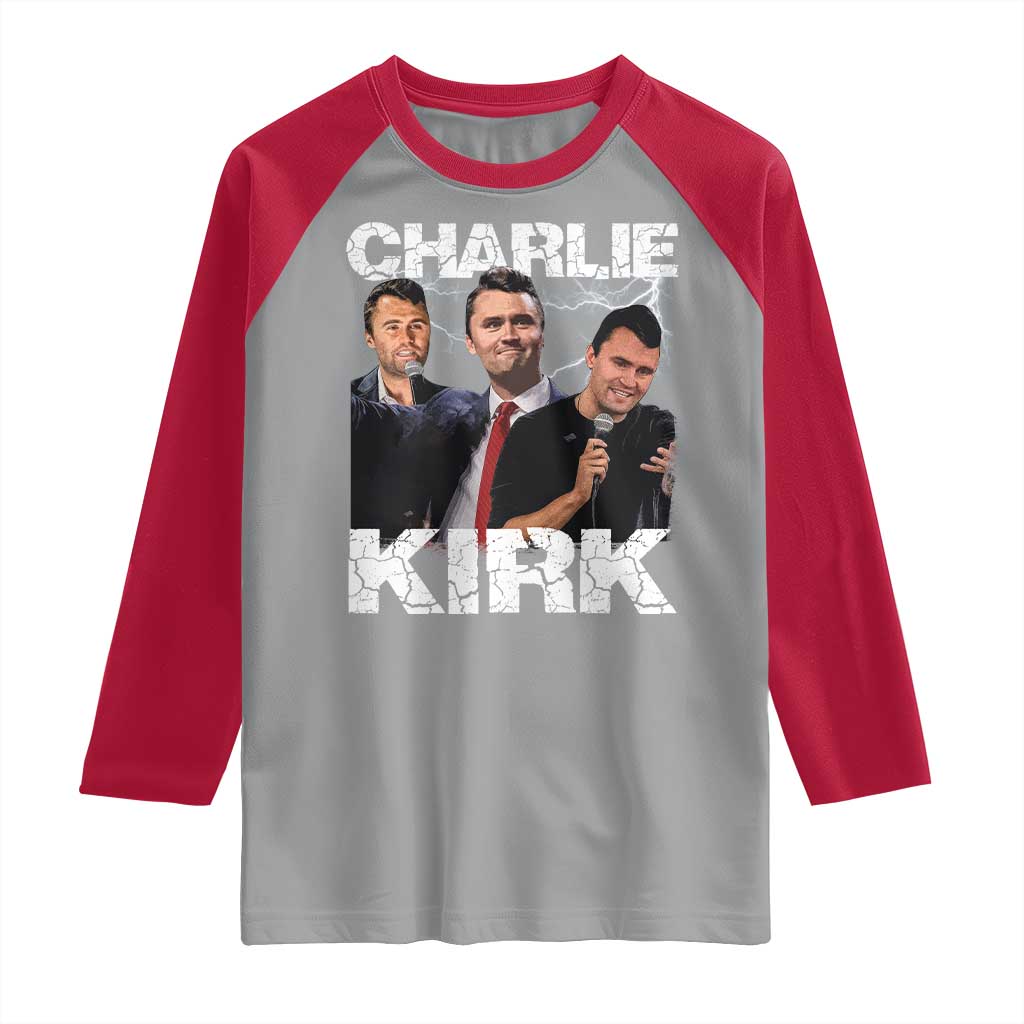 Charlie Kirk Raglan Shirt Freedom Speech A True Patriot Tribute Bootleg TS10 Sport Gray Red Print Your Wear