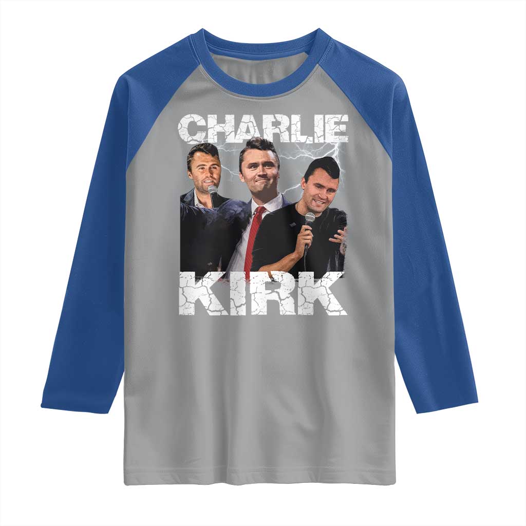 Charlie Kirk Raglan Shirt Freedom Speech A True Patriot Tribute Bootleg TS10 Sport Gray Royal Print Your Wear