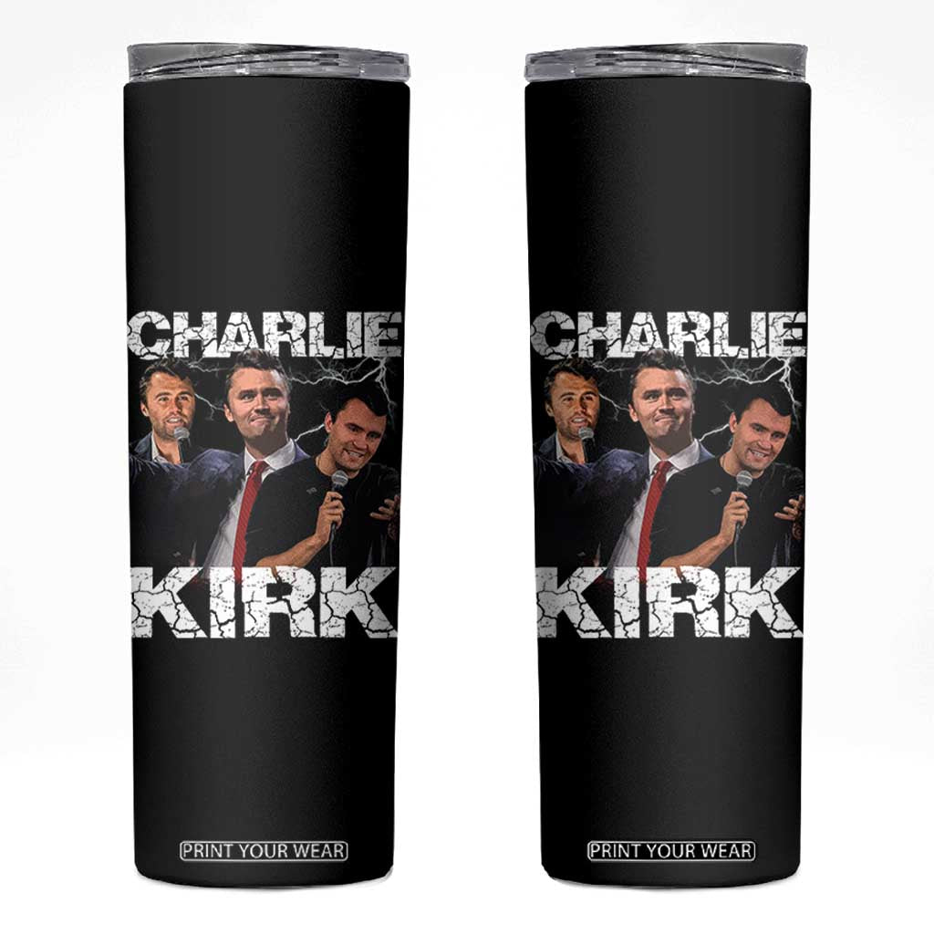 Charlie Kirk Skinny Tumbler Freedom Speech A True Patriot Tribute Bootleg TS10 Black Print Your Wear