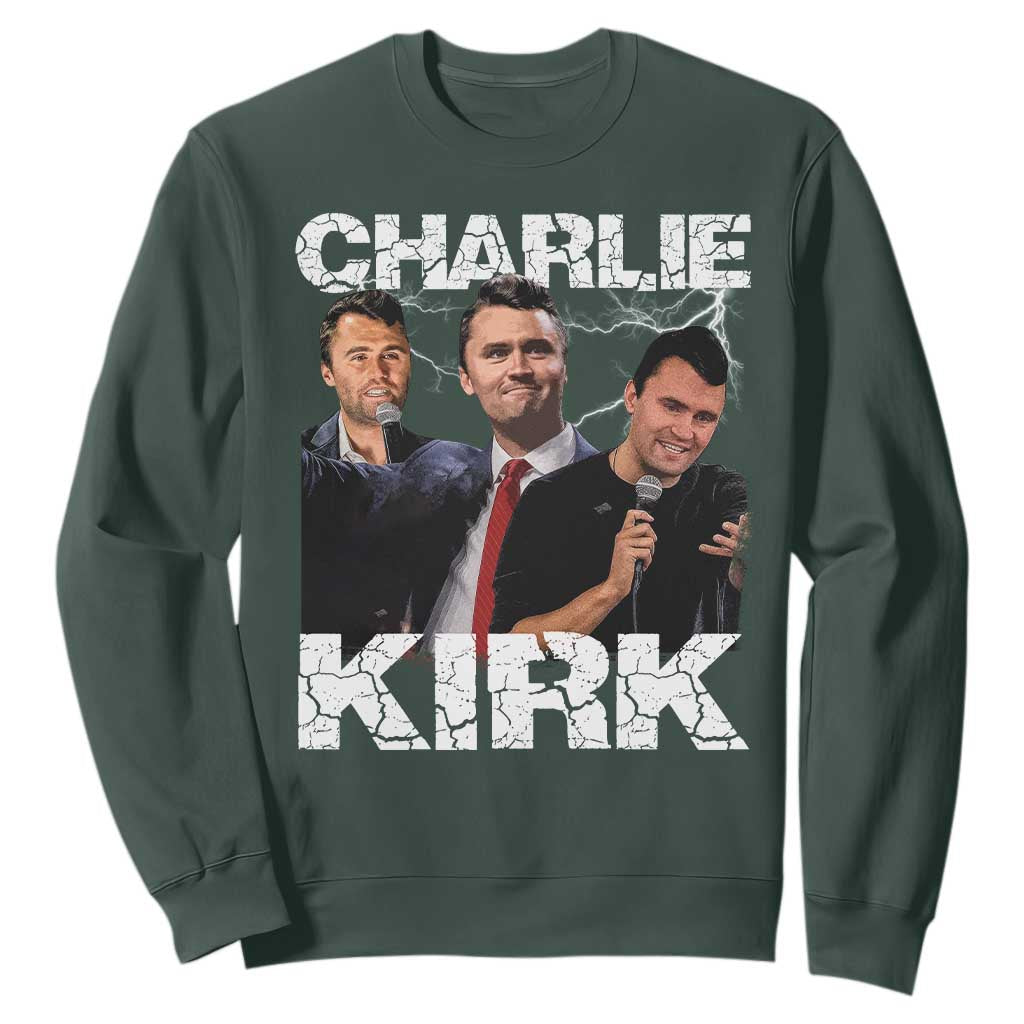 Charlie Kirk Sweatshirt Freedom Speech A True Patriot Tribute Bootleg TS10 Dark Forest Green Print Your Wear