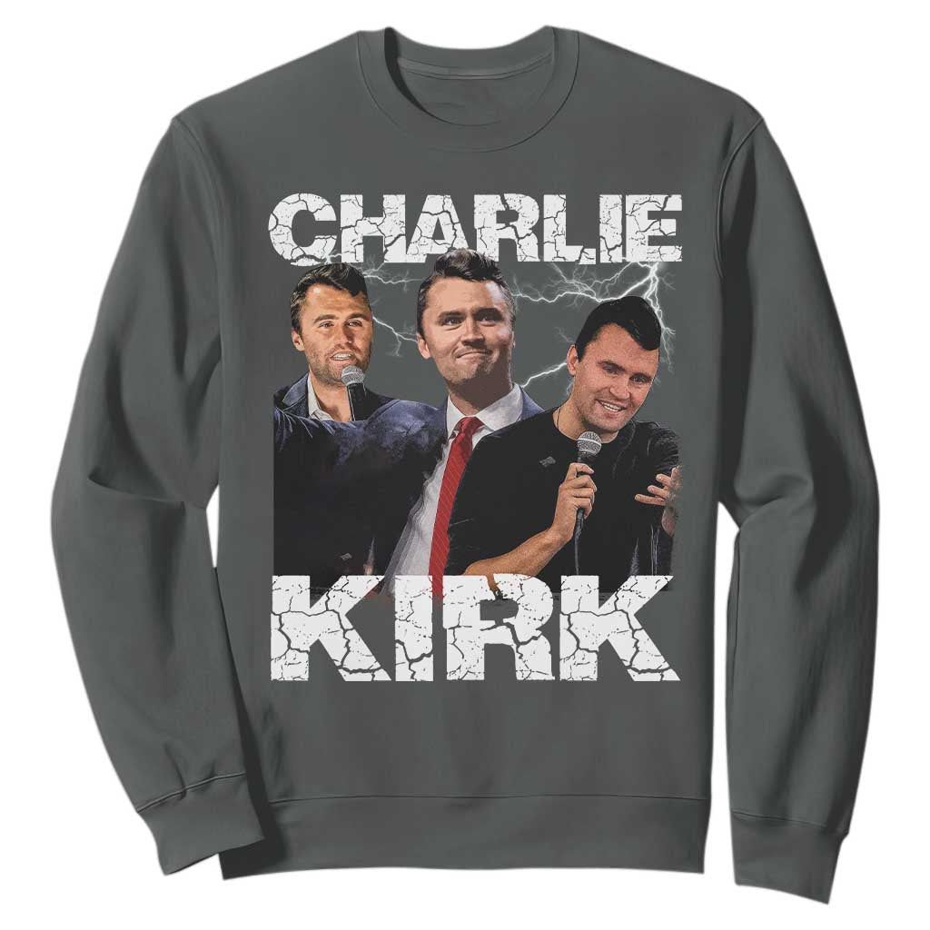 Charlie Kirk Sweatshirt Freedom Speech A True Patriot Tribute Bootleg TS10 Dark Heather Print Your Wear