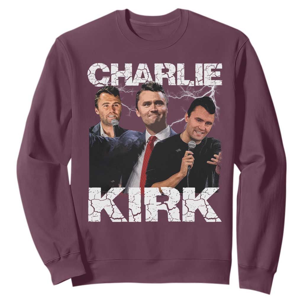 Charlie Kirk Sweatshirt Freedom Speech A True Patriot Tribute Bootleg TS10 Maroon Print Your Wear