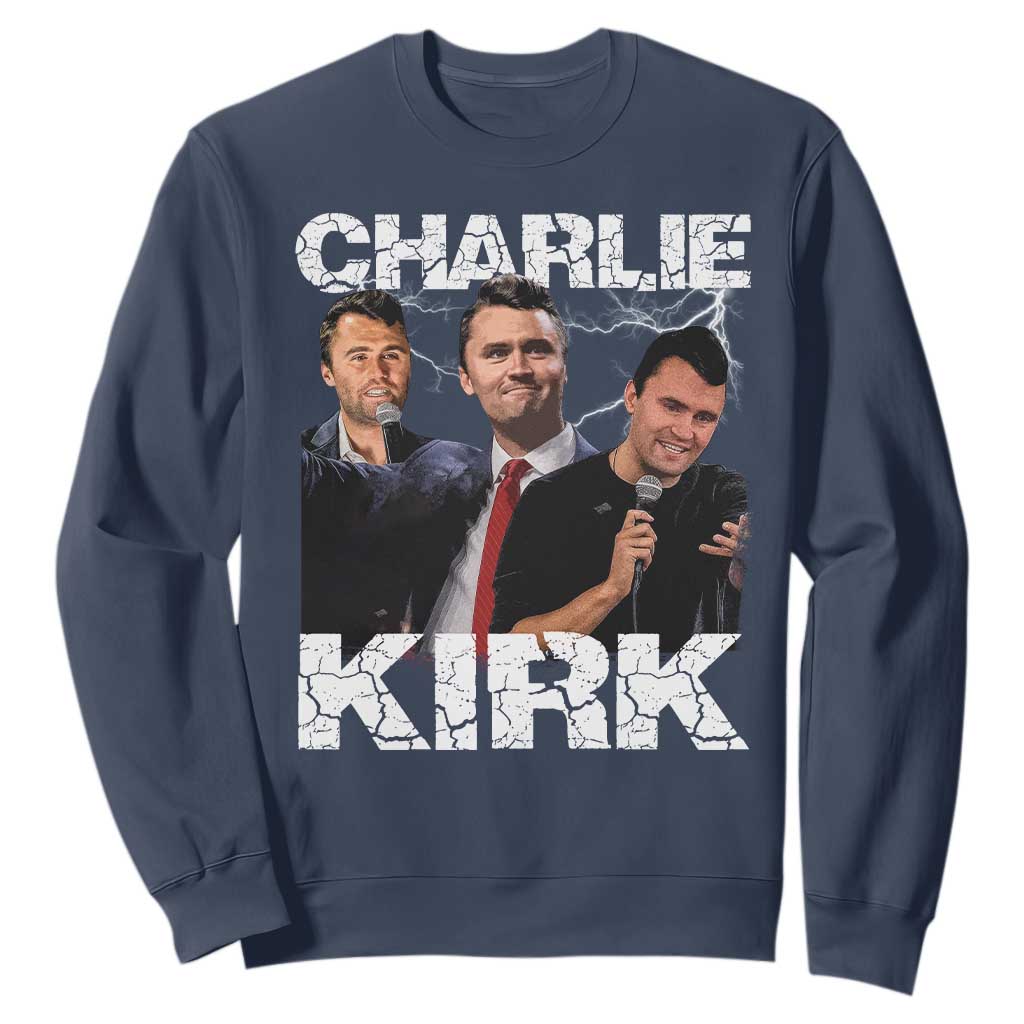 Charlie Kirk Sweatshirt Freedom Speech A True Patriot Tribute Bootleg TS10 Navy Print Your Wear