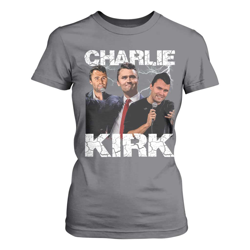 Charlie Kirk T Shirt For Women Freedom Speech A True Patriot Tribute Bootleg TS10 Charcoal Print Your Wear