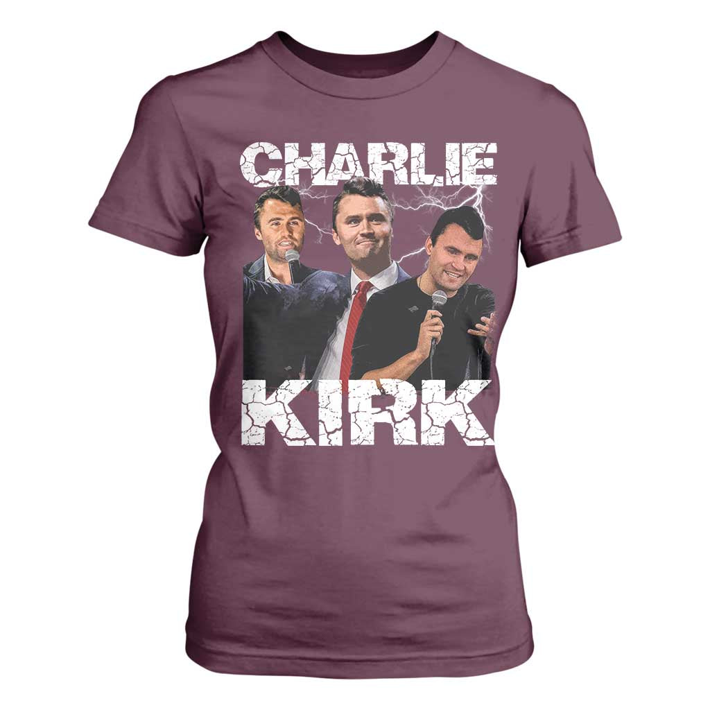 Charlie Kirk T Shirt For Women Freedom Speech A True Patriot Tribute Bootleg TS10 Maroon Print Your Wear