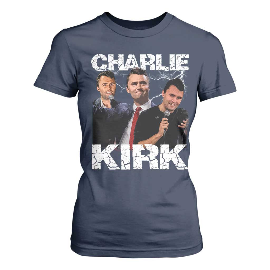 Charlie Kirk T Shirt For Women Freedom Speech A True Patriot Tribute Bootleg TS10 Navy Print Your Wear