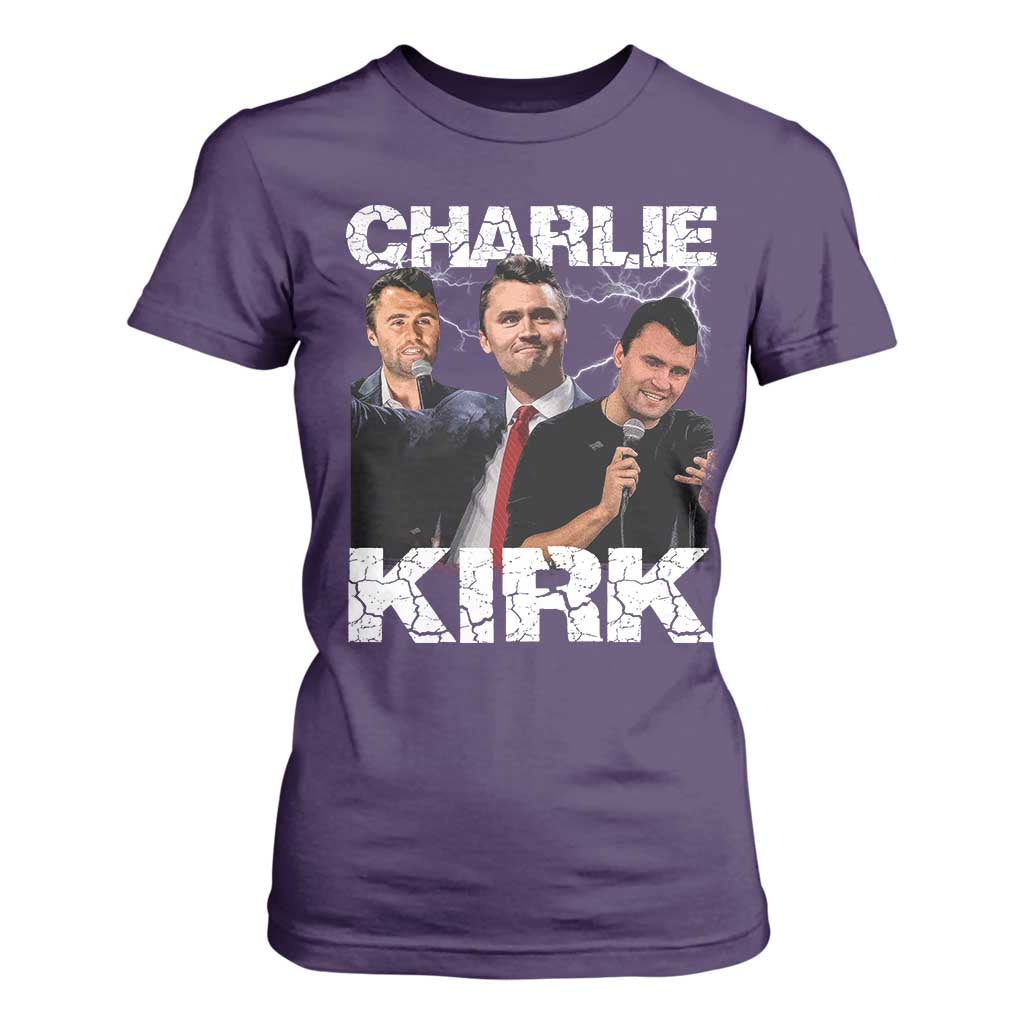 Charlie Kirk T Shirt For Women Freedom Speech A True Patriot Tribute Bootleg TS10 Purple Print Your Wear