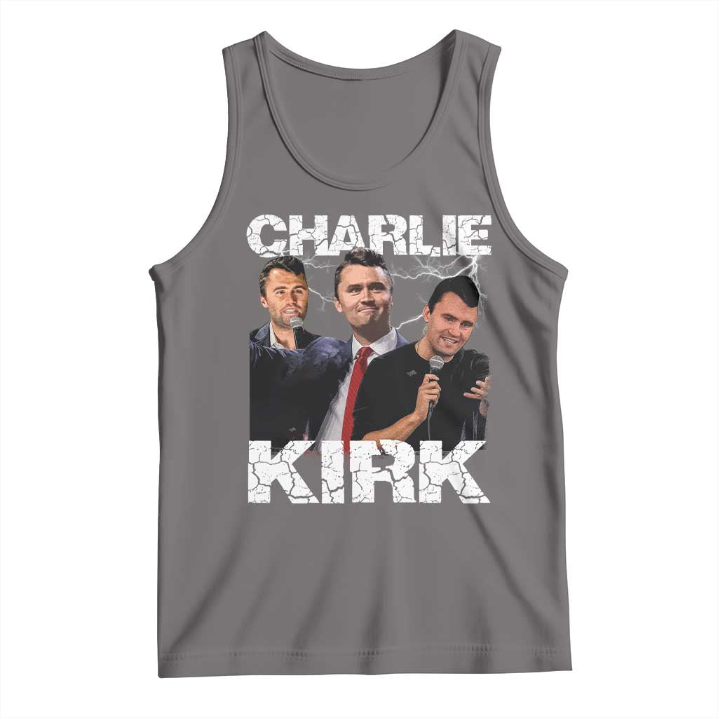 Charlie Kirk Tank Top Freedom Speech A True Patriot Tribute Bootleg TS10 Deep Heather Print Your Wear