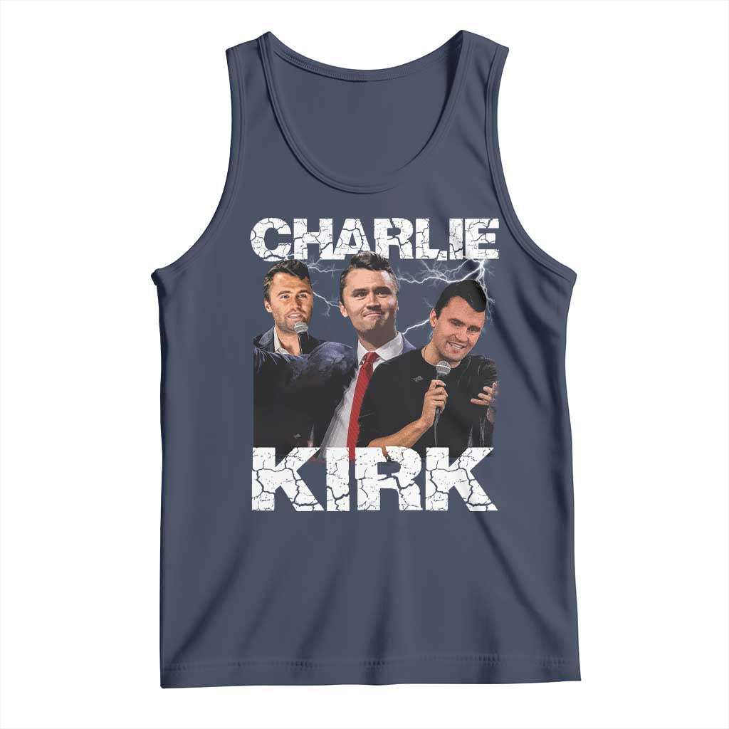 Charlie Kirk Tank Top Freedom Speech A True Patriot Tribute Bootleg TS10 Navy Print Your Wear