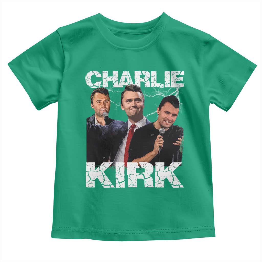 Charlie Kirk Toddler T Shirt Freedom Speech A True Patriot Tribute Bootleg TS10 Irish Green Print Your Wear