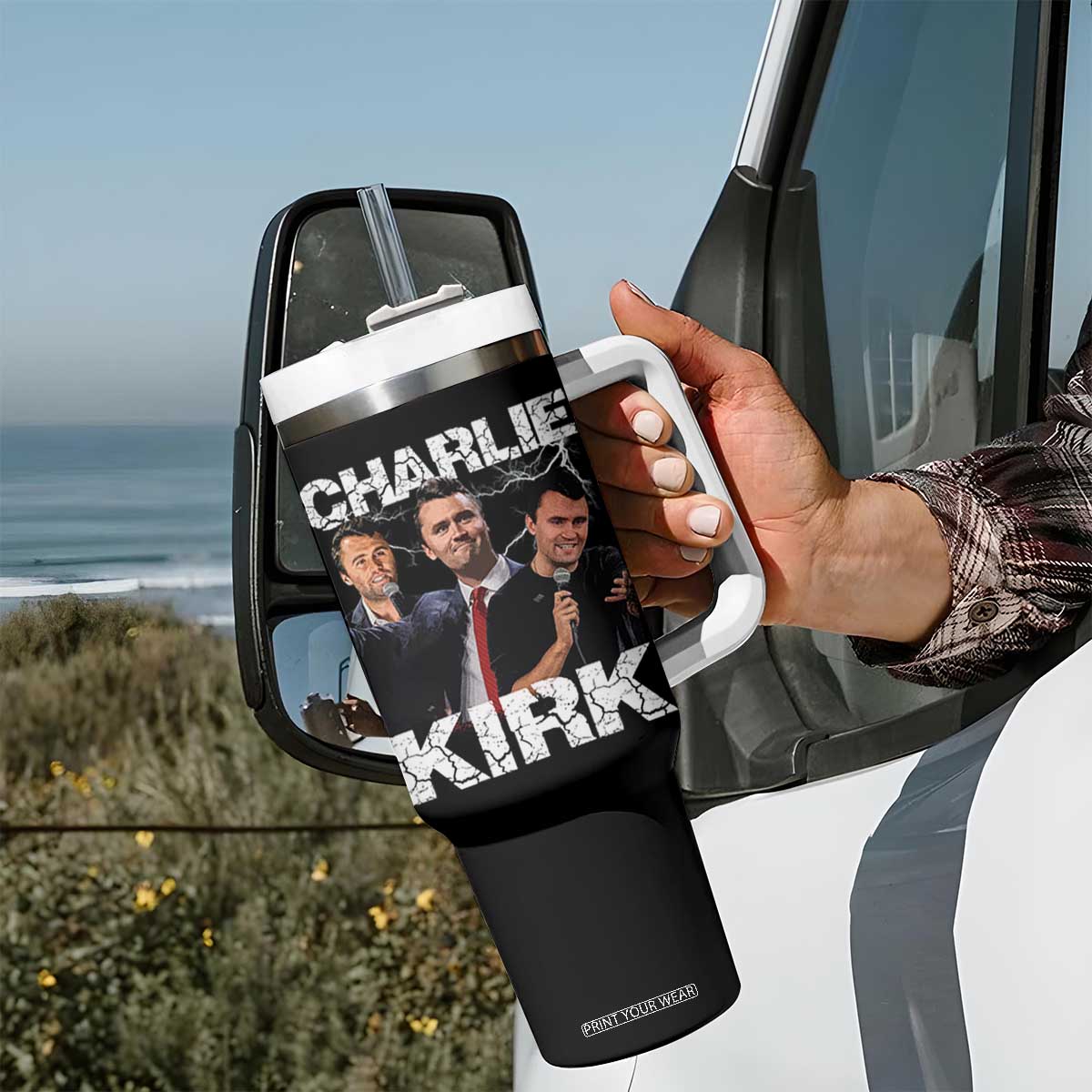Charlie Kirk Tumbler With Handle Freedom Speech A True Patriot Tribute Bootleg TS10 Print Your Wear