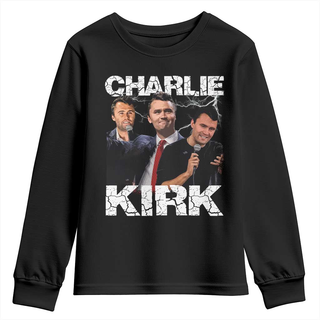 Charlie Kirk Youth Sweatshirt Freedom Speech A True Patriot Tribute Bootleg TS10 Black Print Your Wear