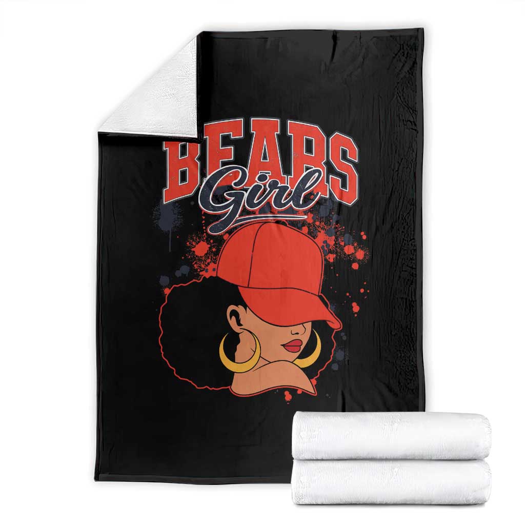 Bears Girl Throw Blanket Sports Fan Team Spirit Black Girls TS10 Black Print Your Wear