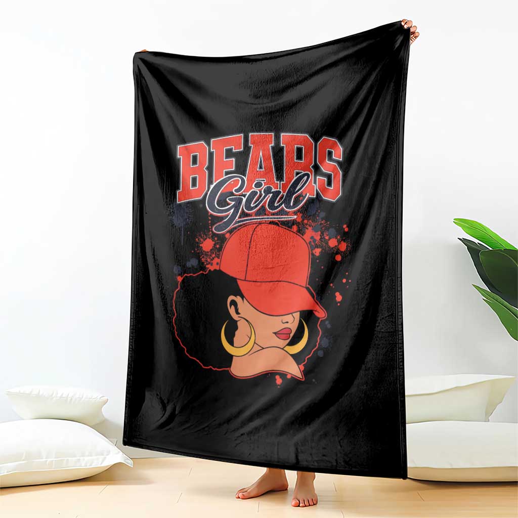 Bears Girl Throw Blanket Sports Fan Team Spirit Black Girls TS10 Print Your Wear