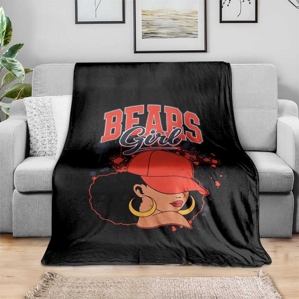 Bears Girl Throw Blanket Sports Fan Team Spirit Black Girls TS10 Print Your Wear