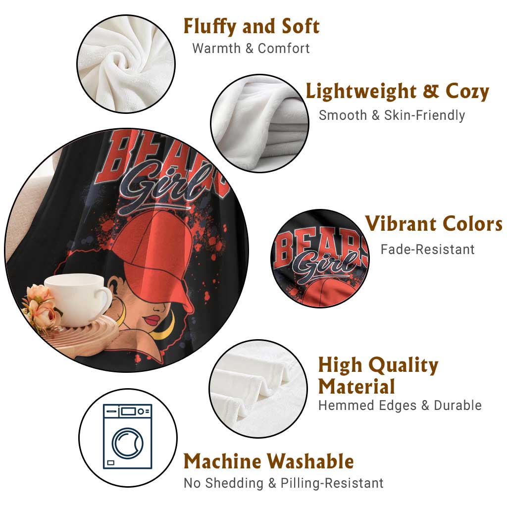 Bears Girl Throw Blanket Sports Fan Team Spirit Black Girls TS10 Print Your Wear