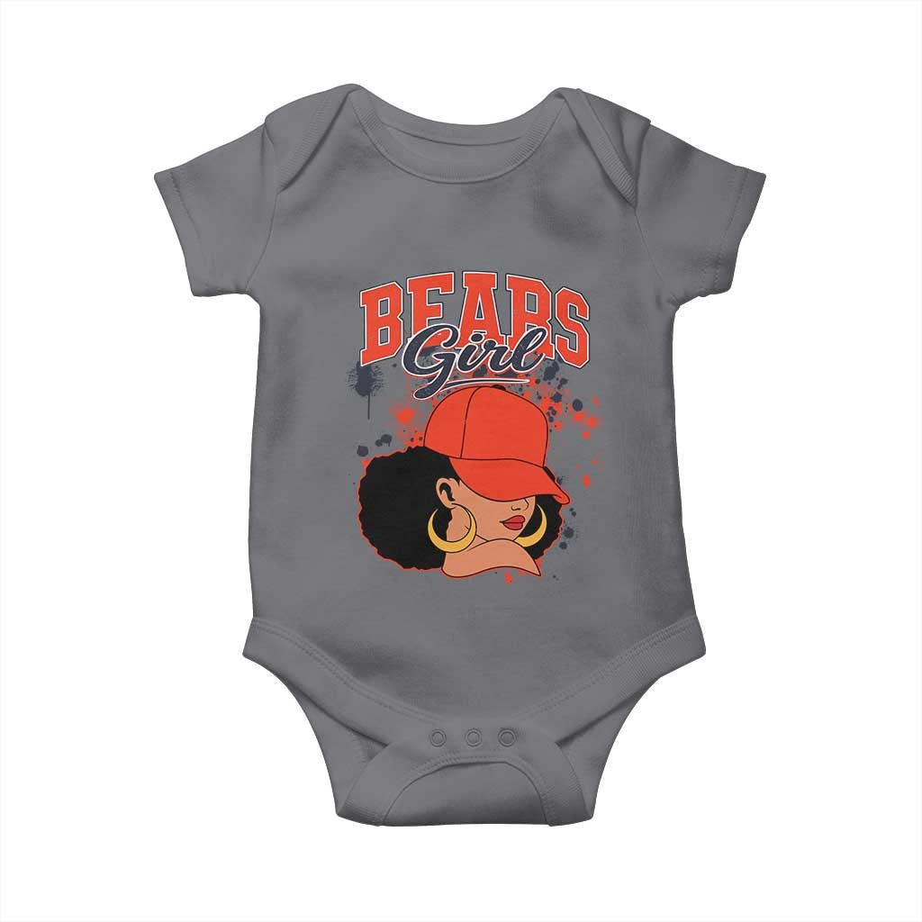 Bears Girl Baby Onesie Sports Fan Team Spirit Black Girls TS10 Charcoal Print Your Wear