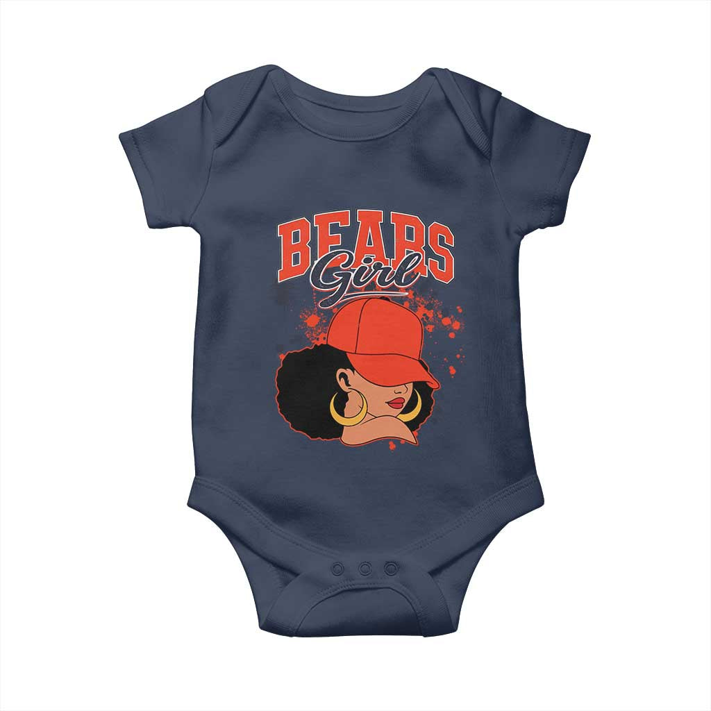 Bears Girl Baby Onesie Sports Fan Team Spirit Black Girls TS10 Navy Print Your Wear