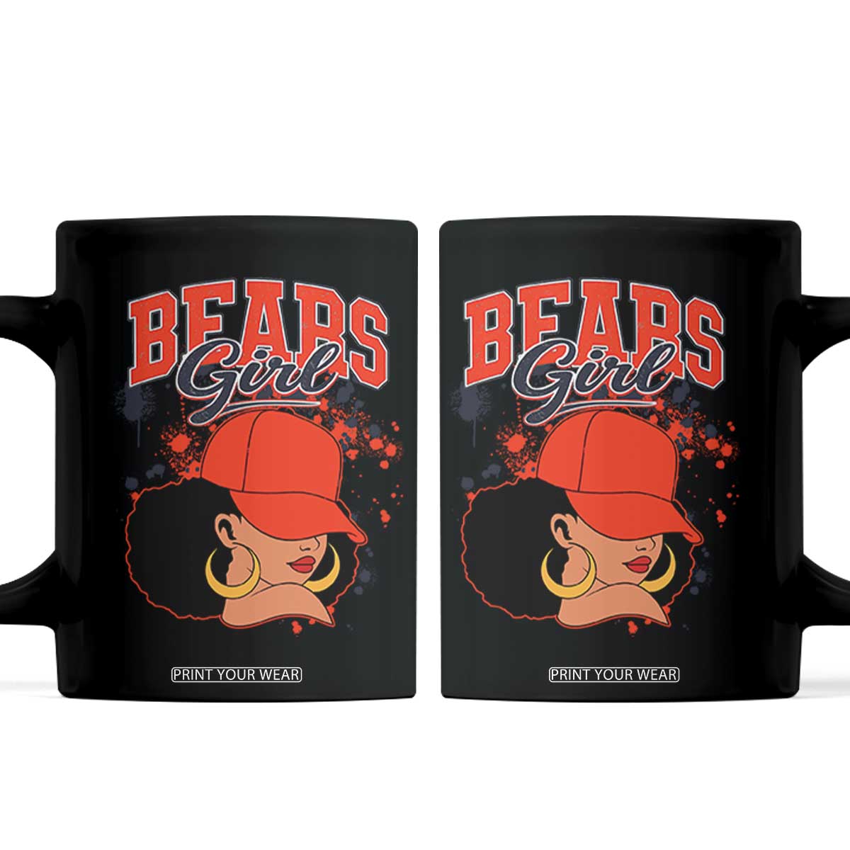 Bears Girl Coffee Mug Sports Fan Team Spirit Black Girls TS10 Black Print Your Wear