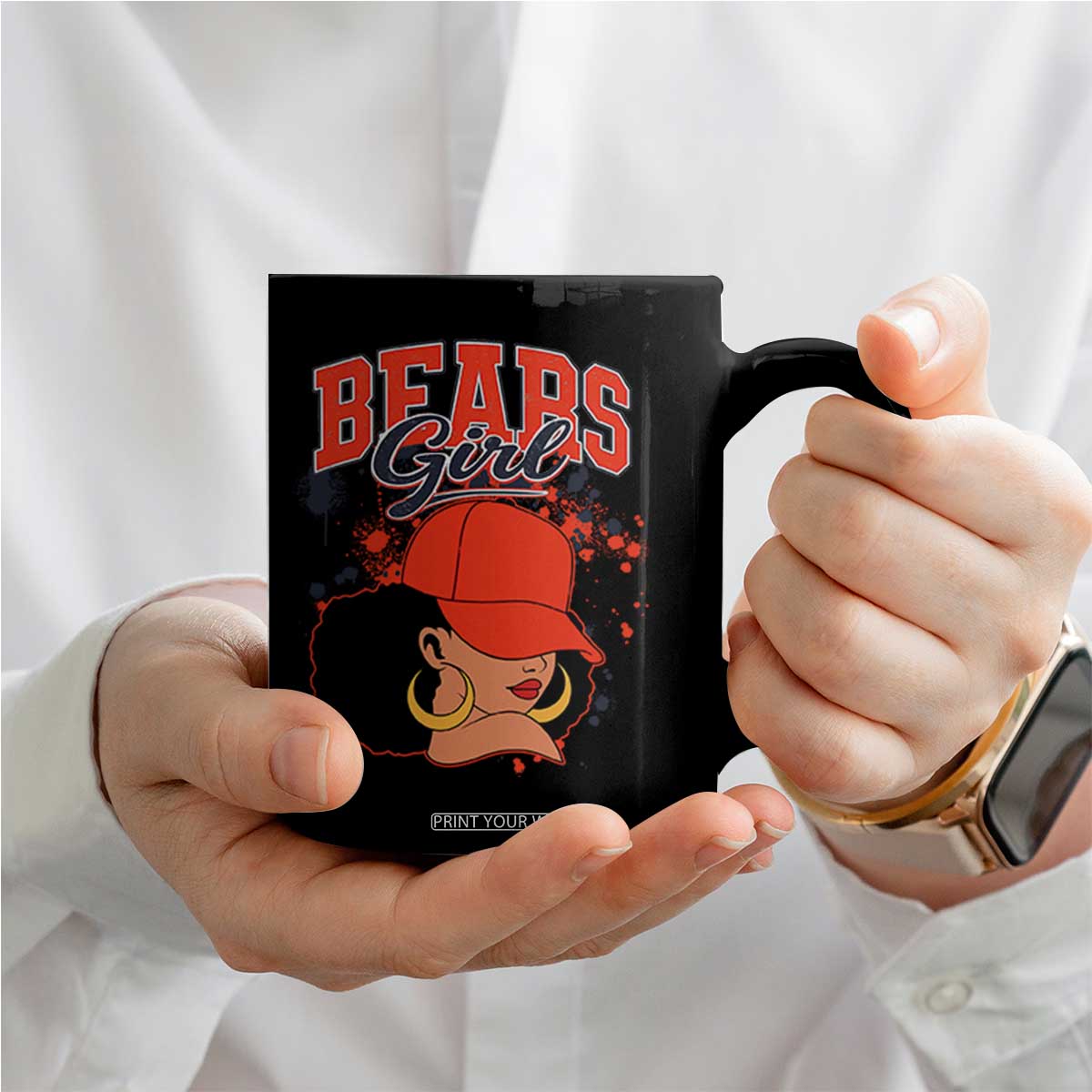 Bears Girl Coffee Mug Sports Fan Team Spirit Black Girls TS10 Print Your Wear
