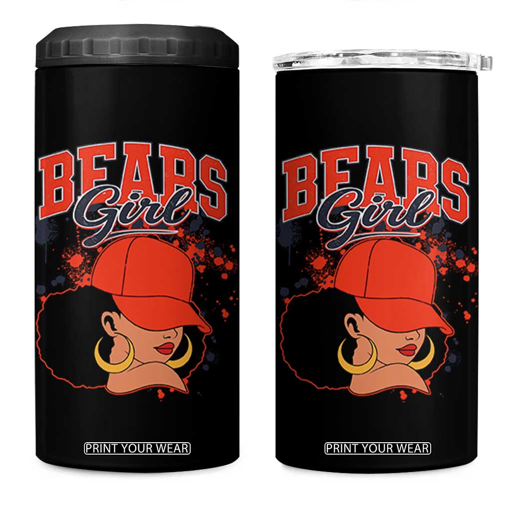 Bears Girl 4 in 1 Can Cooler Tumbler Sports Fan Team Spirit Black Girls TS10 One Size: 16 oz Black Print Your Wear