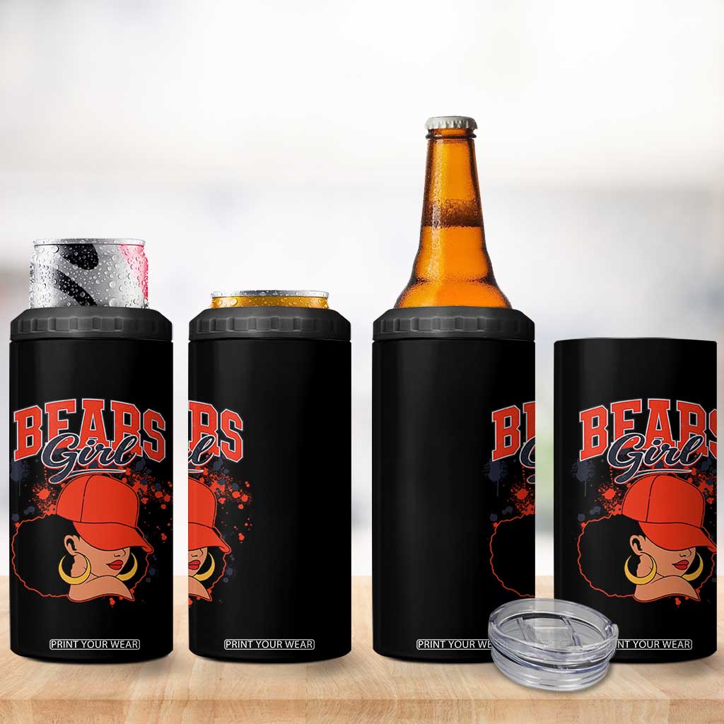 Bears Girl 4 in 1 Can Cooler Tumbler Sports Fan Team Spirit Black Girls TS10 Print Your Wear