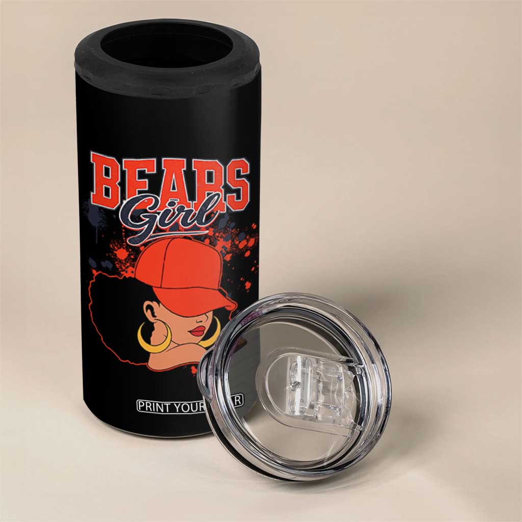 Bears Girl 4 in 1 Can Cooler Tumbler Sports Fan Team Spirit Black Girls TS10 Print Your Wear
