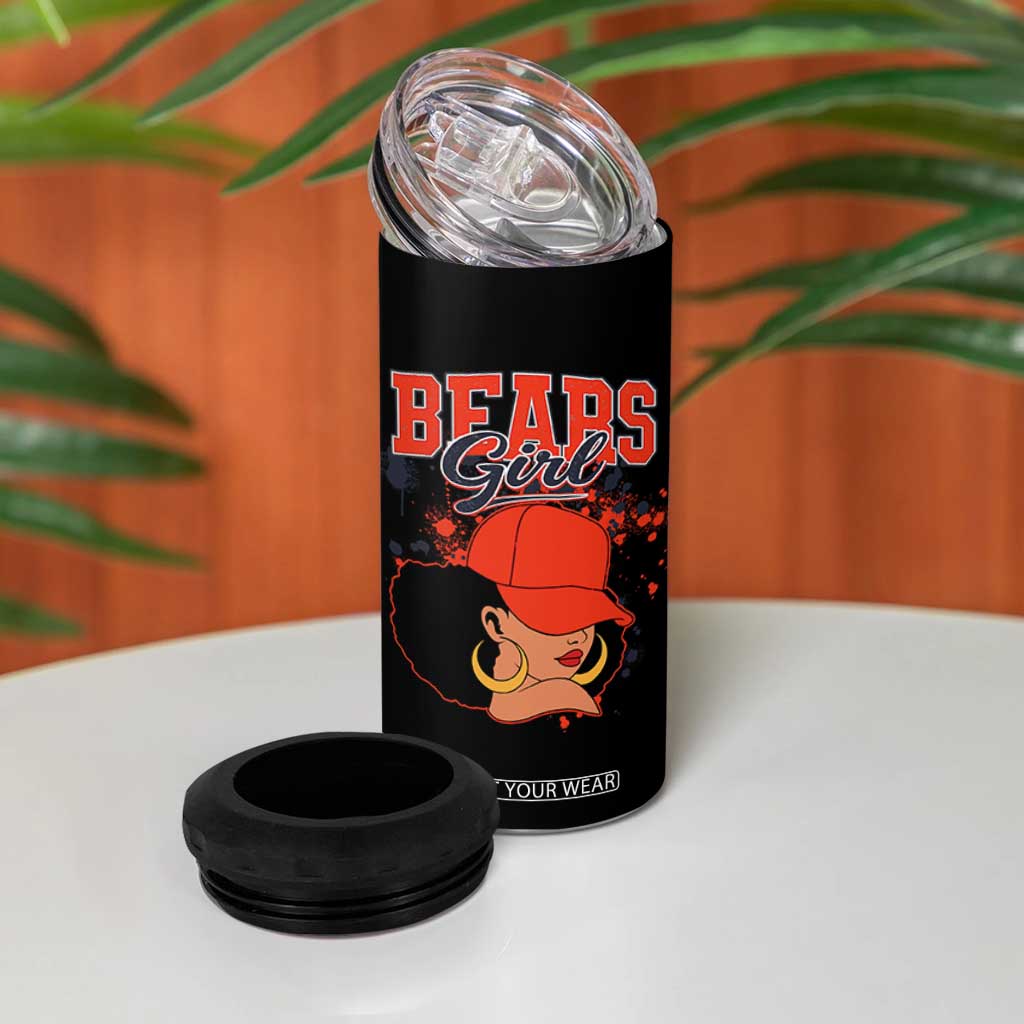 Bears Girl 4 in 1 Can Cooler Tumbler Sports Fan Team Spirit Black Girls TS10 Print Your Wear