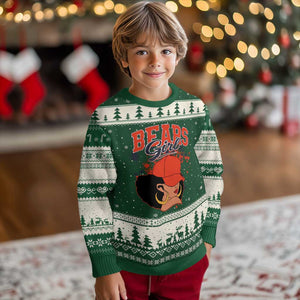 Bears Girl Ugly Christmas Sweater Sports Fan Team Spirit Black Girls TS10 Forest Green Beige Print Your Wear