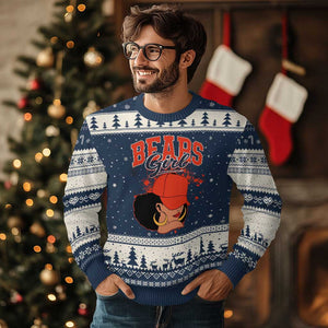 Bears Girl Ugly Christmas Sweater Sports Fan Team Spirit Black Girls TS10 Navy Beige Print Your Wear