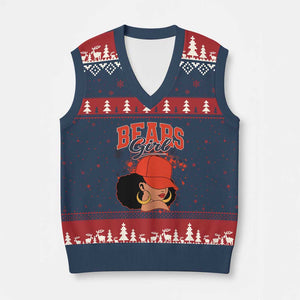 CFB Girl V-Neck Knit Sweater Vest Sports Fan Team Spirit Black Girls TS10 Navy Red Print Your Wear