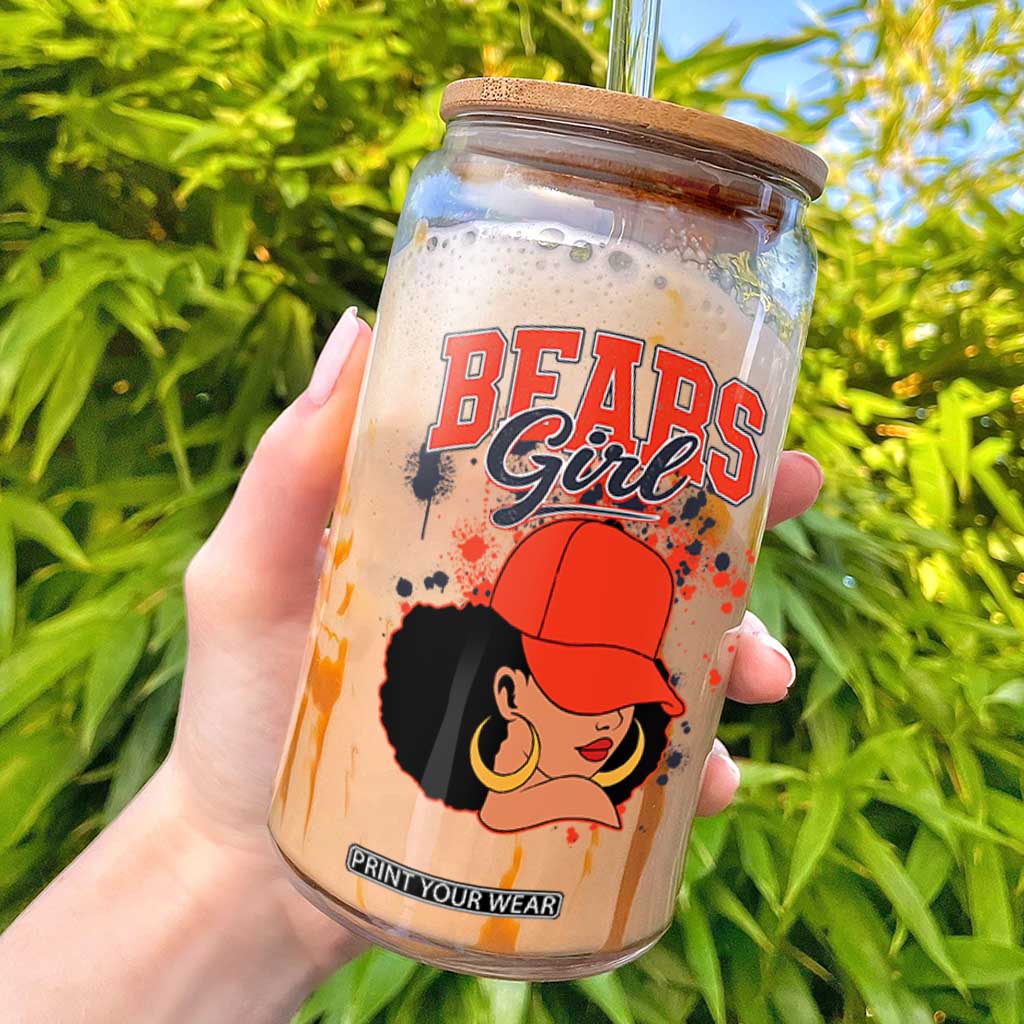 Bears Girl Glass Can Sports Fan Team Spirit Black Girls TS10 Black Print Your Wear