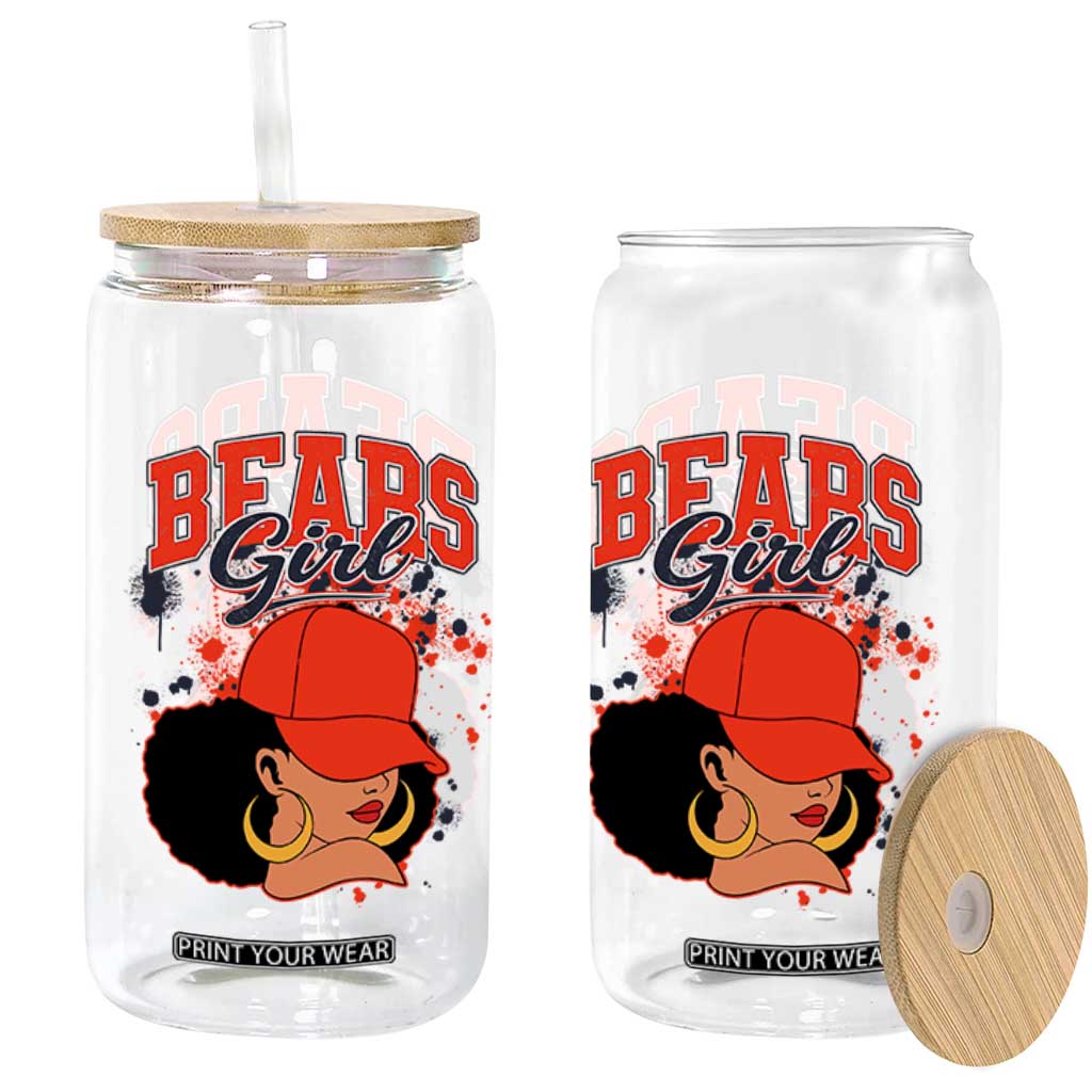 Bears Girl Glass Can Sports Fan Team Spirit Black Girls TS10 Print Your Wear