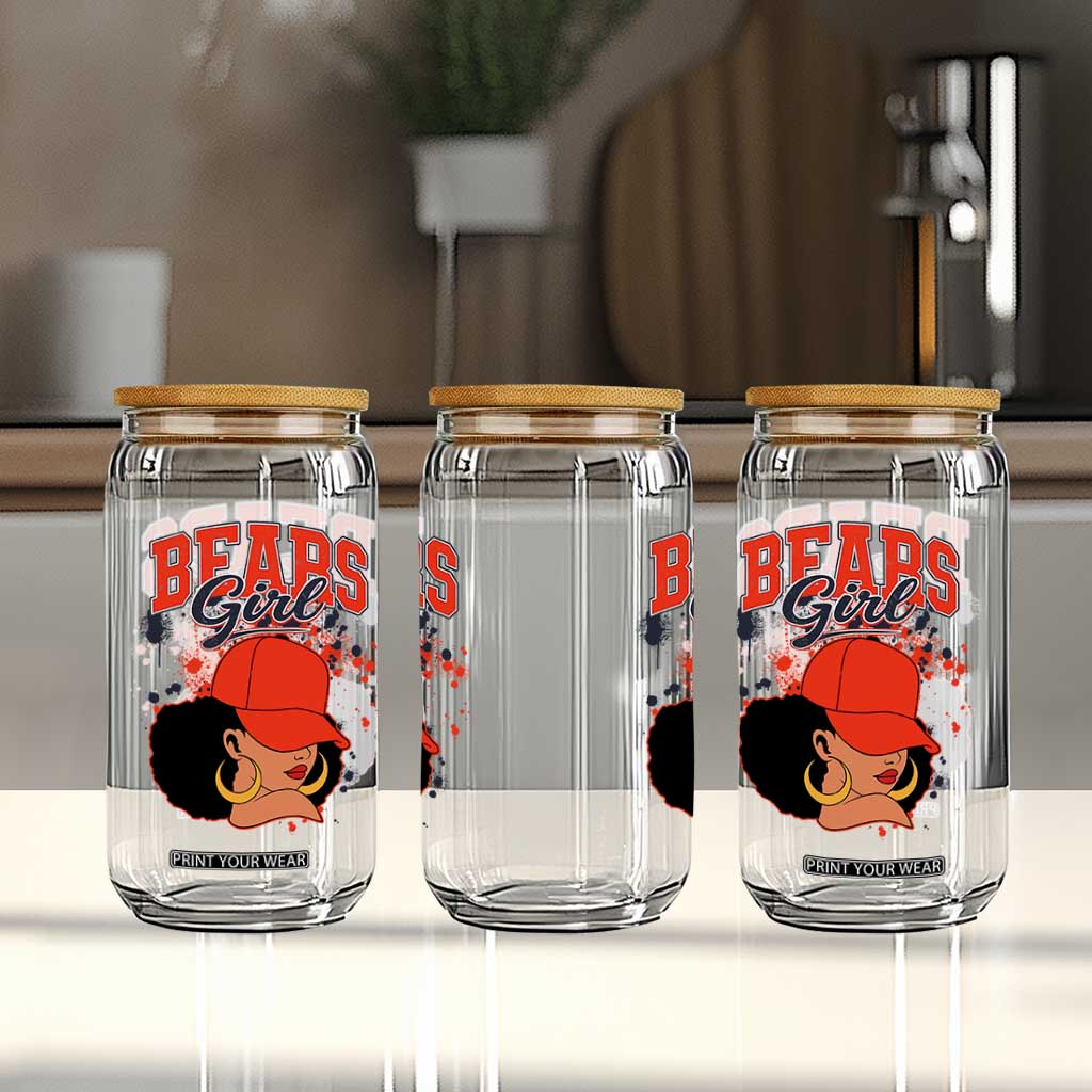 Bears Girl Glass Can Sports Fan Team Spirit Black Girls TS10 Print Your Wear