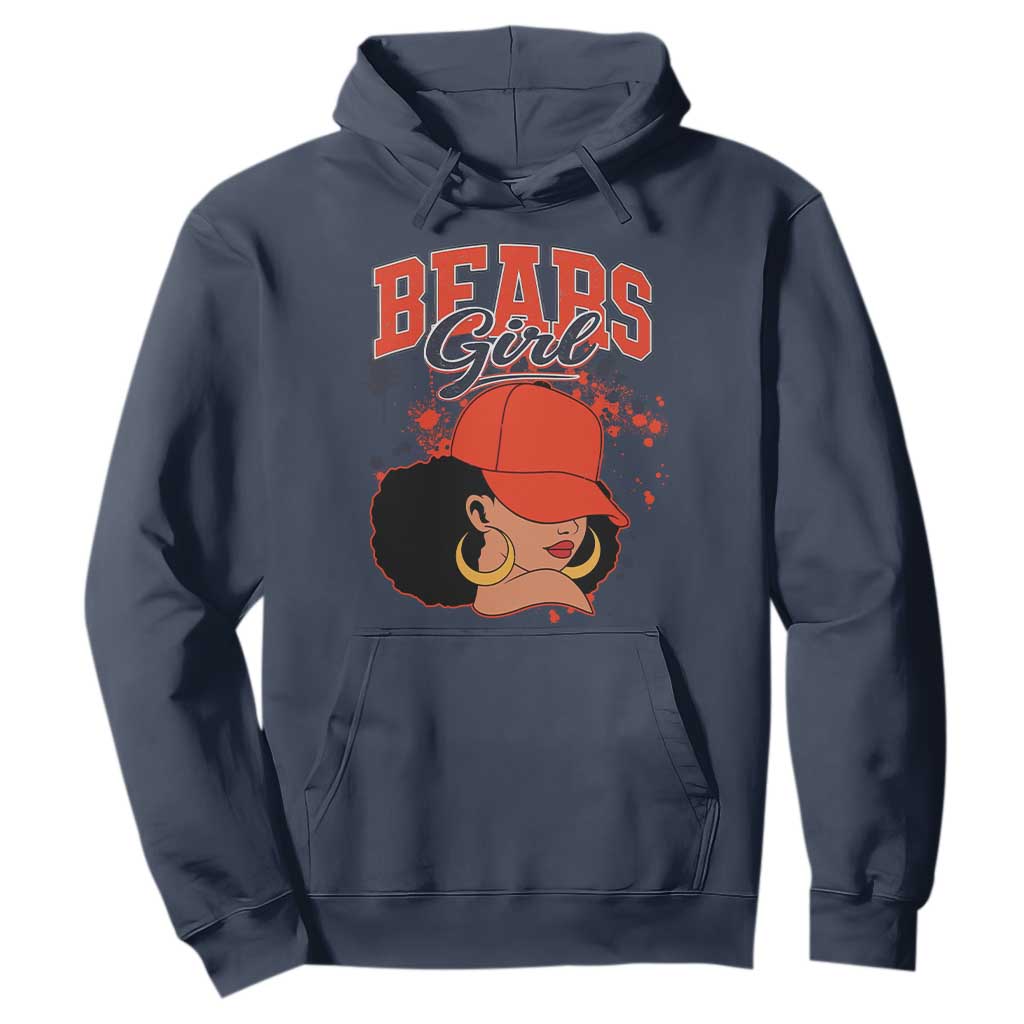 Bears Girl Hoodie Sports Fan Team Spirit Black Girls TS10 Navy Print Your Wear